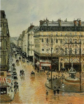  Honore Oil Painting - rue saint honore afternoon rain effect 1897 Camille Pissarro